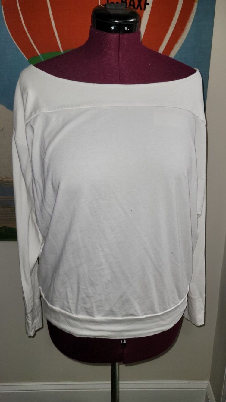 Banana Republic White Tee Boat Neck Long Sleeve Women’s Size XL